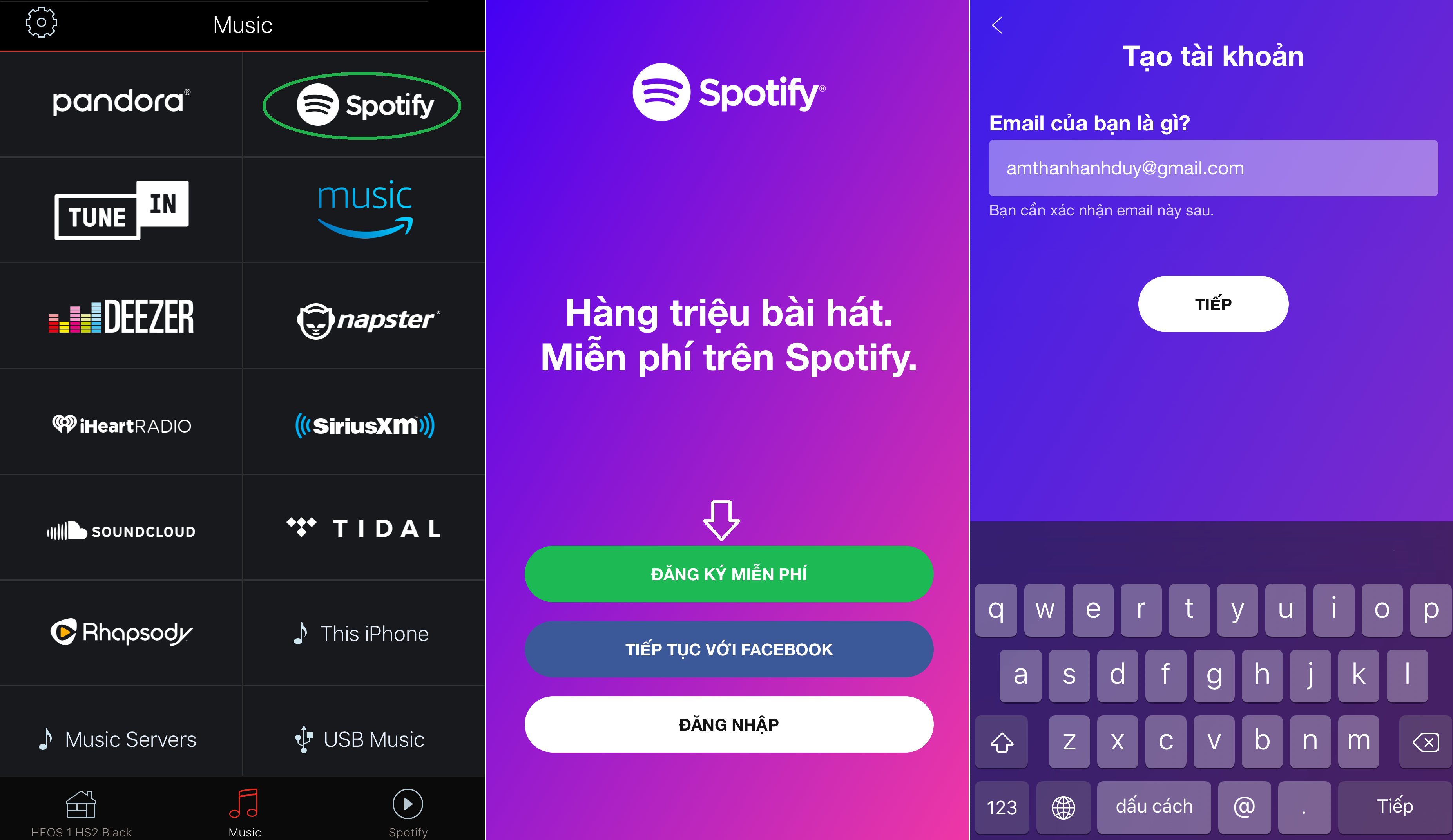 HEOS chơi nhạc Spotify miễn phí